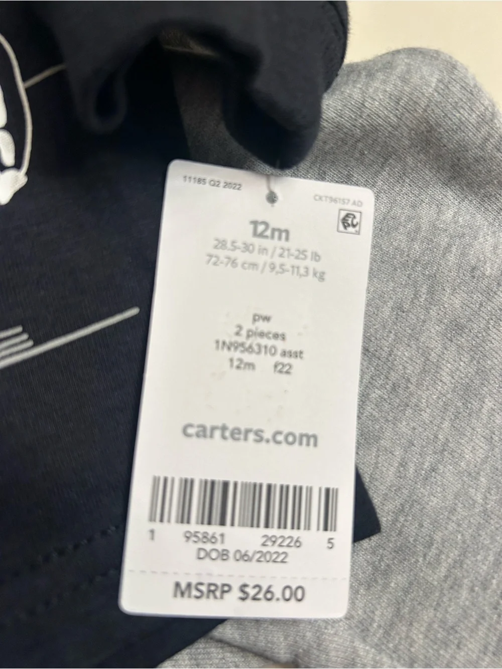 NWT-Carter's Black Halloween Dino Long Sleeve Tee With Gray Sweatpants